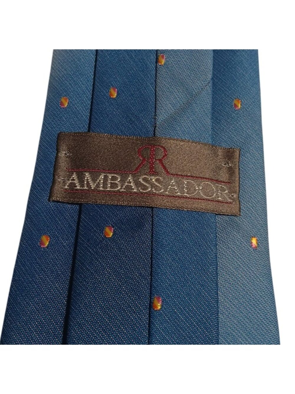 Vintage Clip-On Necktie 1980's Ambassador Mens Orange Polka Dot